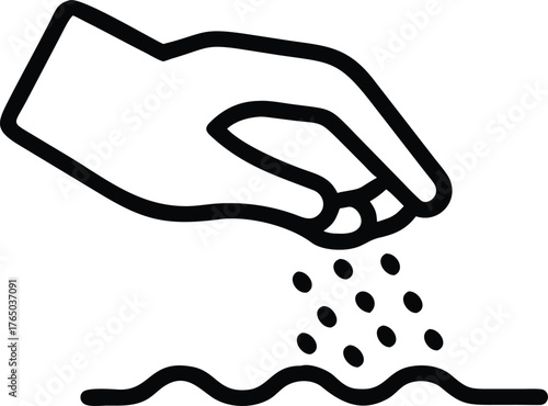 seed sowing hand outline icon