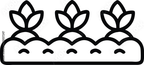 Seedlings vector illustration pattern planted in straight rows outline icon