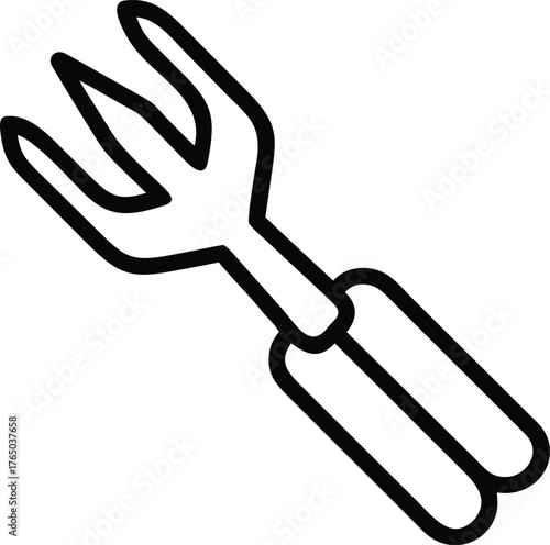 Three-pronged garden cultivator fork vector illustration for gardening tools