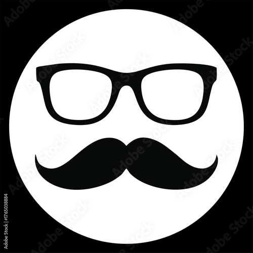 Wallpaper Mural Glasses and Moustache Icon – Retro Disguise Symbol in Black and White Torontodigital.ca