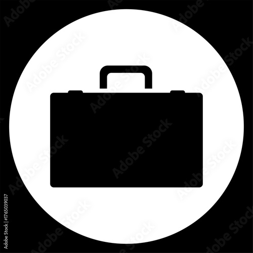 Suitcase Icon – Travel and Business Luggage Symbol in Black and White Minimalist Design
