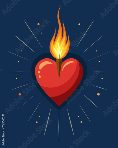 A gaslit heart fueled by passion and ignited by the sparks of new love.. Vector illustration