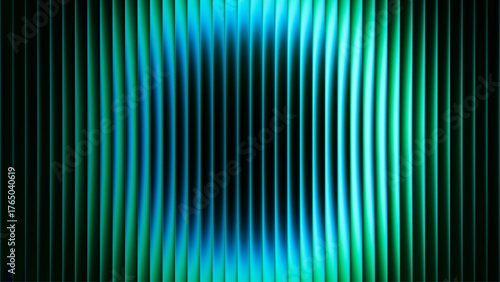 Vibrant circular gradient pattern with ribbed fractal glass texture effect blending teal deep blue colors. Minimalistic and futuristic abstract background perfect for creative digital designs. Vector