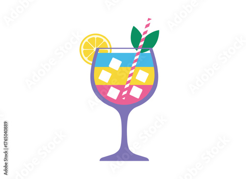 A tropical cocktail, whether alcoholic or non‑alcoholic, served in a glass, evokes a retro summer vibe