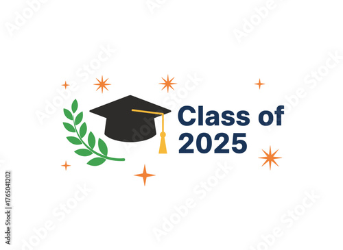 graduating class featuring a graduation cap, an academic cap, and a template for a high‑school or college graduation design, yearbook, and congratulations banner concept