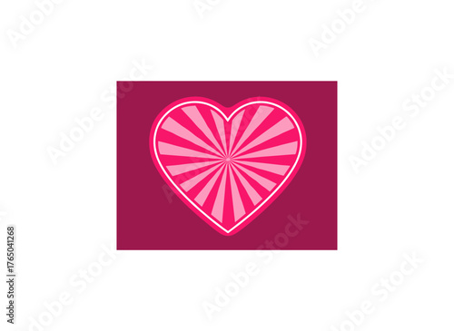 A pink heart‑shaped retro frame illuminated by glowing lamps, rendered as a vector illustration with shining lights in a vintage style, featuring a vector retro signboard lightbox and a light heart