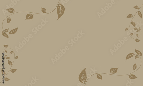 ビンテージ風のかすれたツタが周りを囲む茶色いフレーム