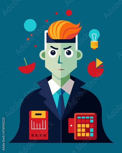 A friendly demeanor hides a cunning and calculating mind always looking for ways to manipulate and control those around them.. Vector illustration