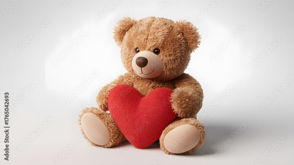 Fototapeta premium Teddy bear heart love valentine plush toy gift adorable soft cute present romance cuddly affection