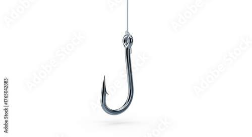 Fish hook hanging, representing fishing, trap, and phishing concept