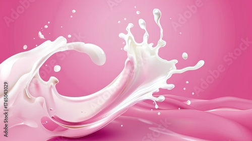 Abstract Pink Milk Splash on Soft Pink Background