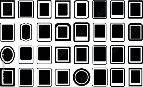 Collection of black frames borders and shapes vector illustration set