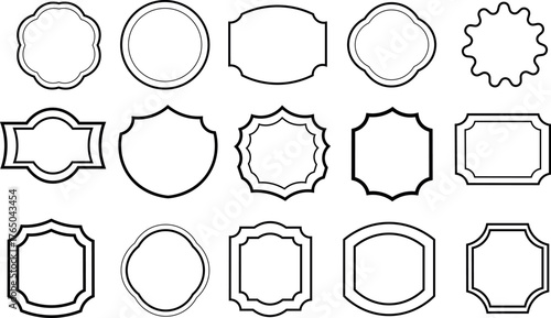Collection of different black and white vector frames and borders shapes