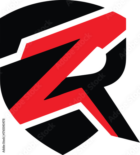 Dynamic red and black rz monogram logo design combining modern letterforms perfect for technology gaming or sports branding a strong corporate identity symbol vector Game logo