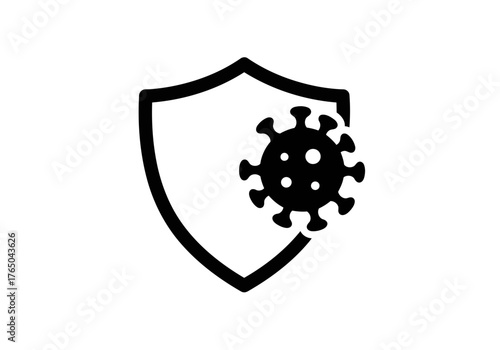A perfect shield icon protecting against virus infection with a simple and clean vector design style look