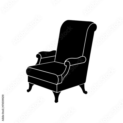 recliner chair icon black silhouette vector illustration on transparent background