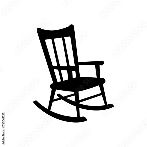 rocking chair icon black silhouette vector illustration on transparent background