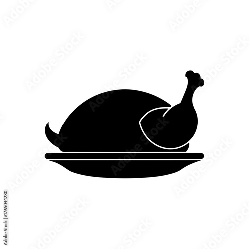 turkey dish icon black silhouette vector illustration on transparent background
