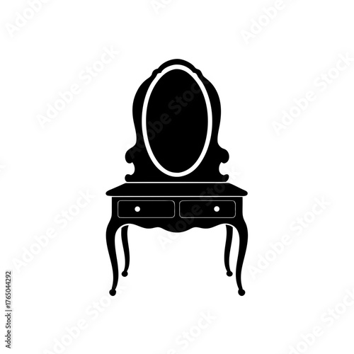 vanity table icon black silhouette vector illustration on transparent background