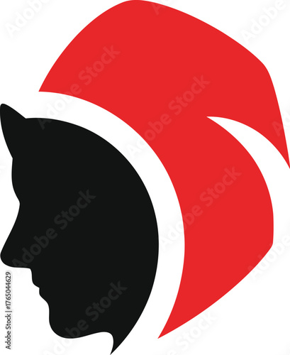 Abstract red and black silhouette of a person's profile a modern and stylish graphic for design elements branding and more vector Game logo
