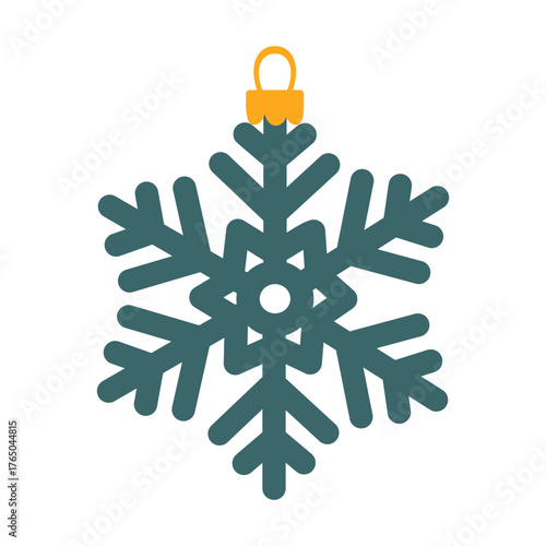 Christmas snowflake, X-mas tree decoration. Colored vector illustration on a white background.