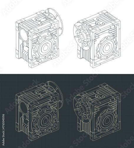 Worm gear motor isometric drawings