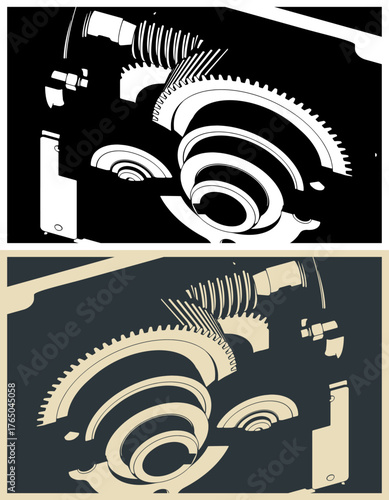 Worm gear with a differential close-up