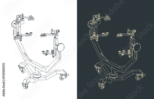 Aircraft maintenance cradle trolley drawings