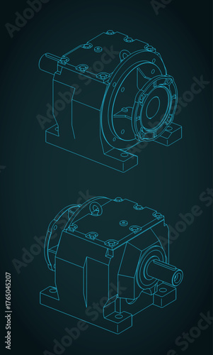 Helical gearbox isometrivc blueprints