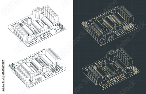 Servo motor driver shield isometric drawings