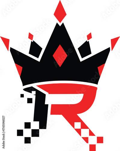 Royal crown logo design featuring the letter r perfect for luxury brands creative businesses and premium services emblem symbol icon vector Game logo