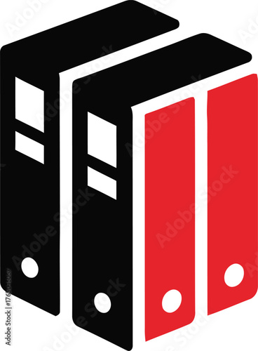 Business and office organization files abstract icon representing documents information data administration management and archiving ready to use vector Game logo