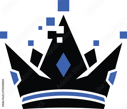 Digitally crafted royal crown emblem representation of power authority luxury royalty and digital advancement concept graphic design vector Game logo