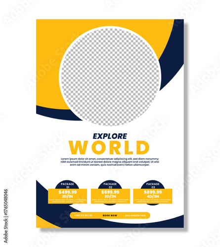 Travel flyer template for travel agency. Travel poster or flyer template. Vector full editable travel flayer design.