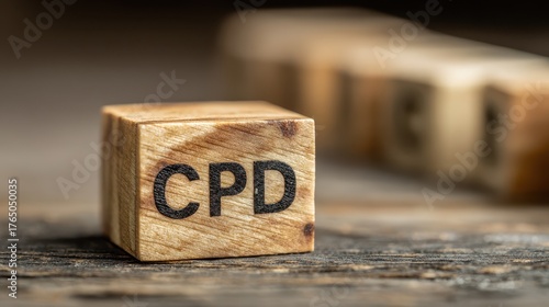 Wooden Cube Displaying CPD: A Symbol of Success in Continuing Professional Development and Career Growth