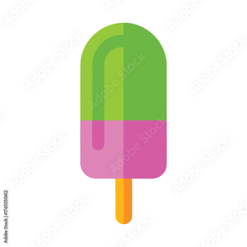 Vector illustration of popsicle, Ice lolly treats, Ice cream bar icon, Minimalist flat design style isolated on white background.