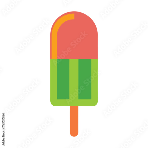 Vector illustration of popsicle, Ice lolly treats, Ice cream bar icon, Minimalist flat design style isolated on white background.