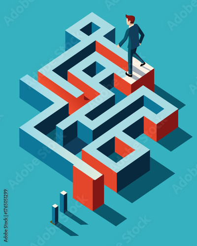 A maze with no clear path with the person constantly being led down dead ends and wrong turns by those manipulating them.. Vector illustration