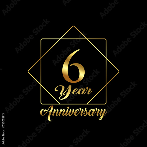 6 year Anniversary wedding wish lettering text vector illustration.
