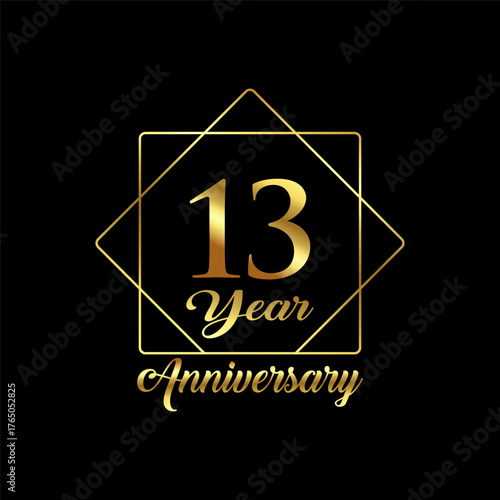 13 Year Anniversary wedding wish lettering text vector illustration.