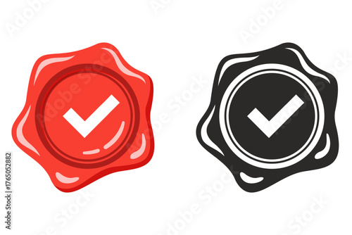 Red wax seal for documents. Flat illustration.