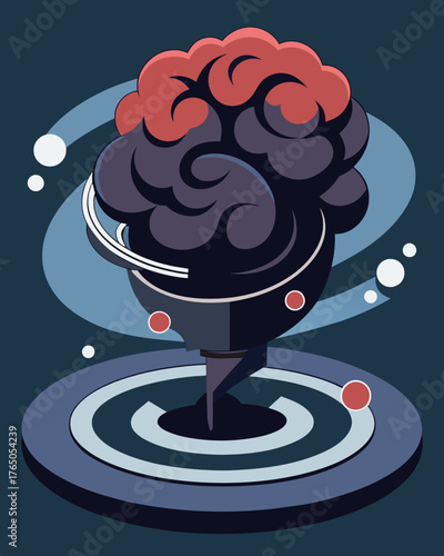 A dark metaphor for the destruction of individual thought the brainswirling washing machine.. Vector illustration