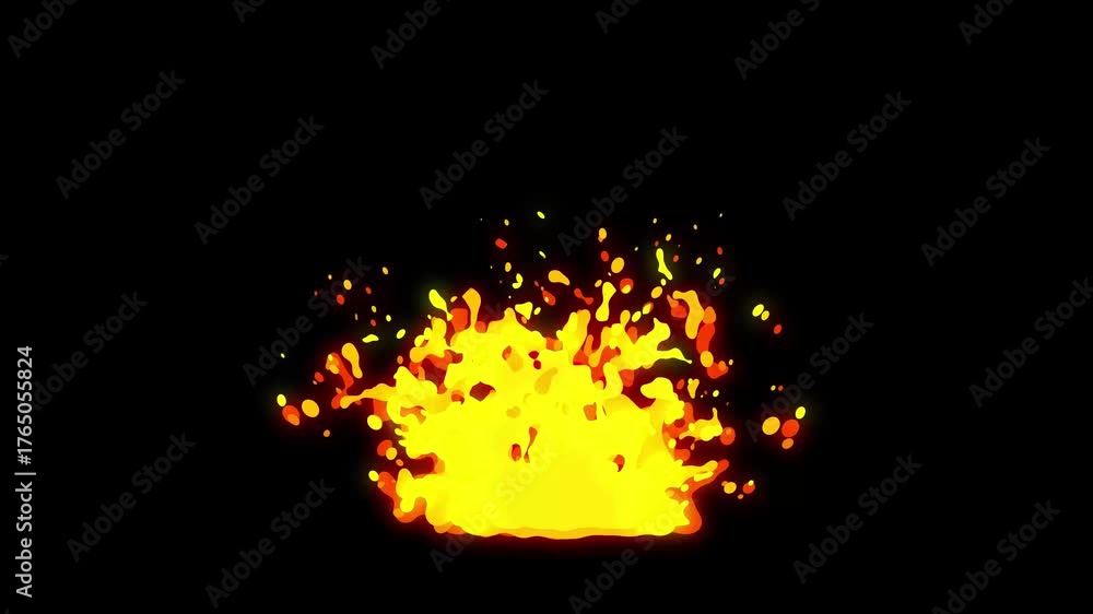 2D fire flame torch burning animation looped with alpha channel, hand ...