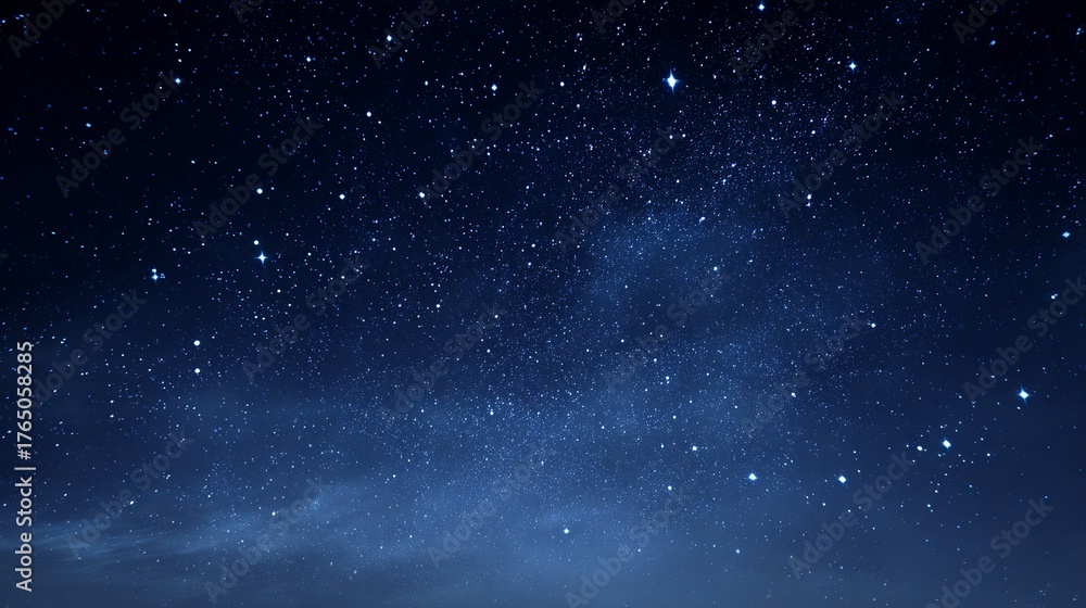 Obraz premium Vast, deep blue night sky shimmering with countless brilliant stars and distant galaxies, inspiring wonder and cosmic exploration.