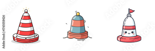 Buoy, playful and cute design with simple lines and vibrant colors on a white background