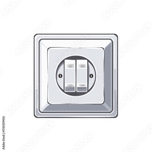 Illustration of a double light switch with a light gray faceplate