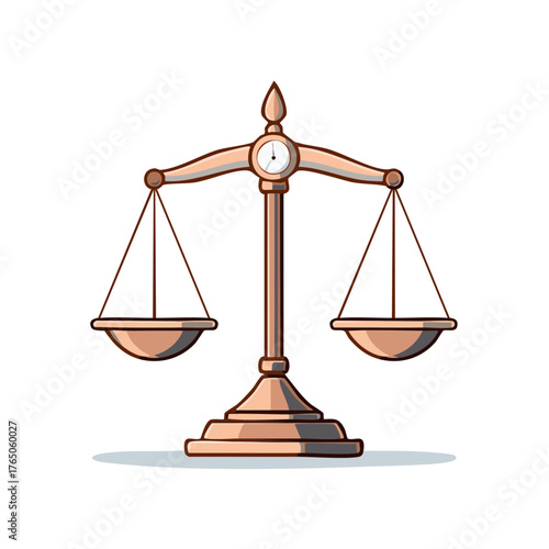 Scales of Justice Depicting Balance and Equality with Time Element Symbolism