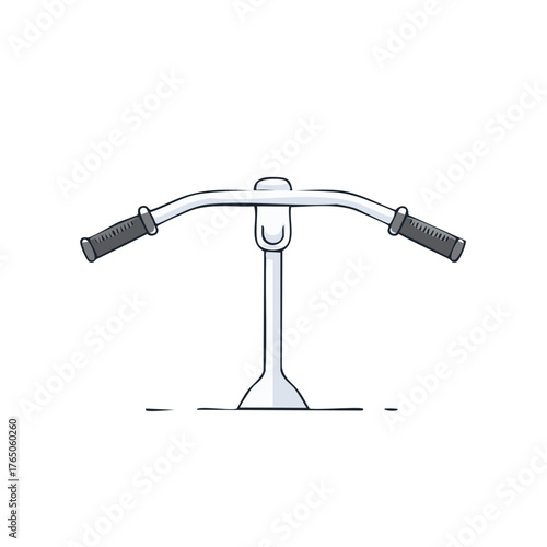 Modern Scooter Handlebars and Stem Illustration Urban Transportation Component Outline Drawing