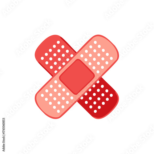 Crossed First Aid Bandages Patches Protection Medical Care Isolated on White