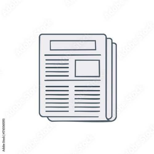 Cartoon-style illustration of a stack of newspapers with headlines and articles, isolated